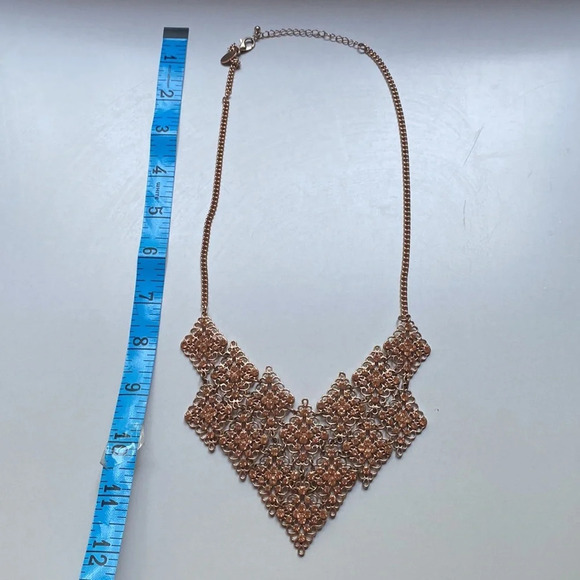 Charming Charlie Rose Gold Rhinestone Statement Necklace Sparkle Diamond - Picture 5 of 8